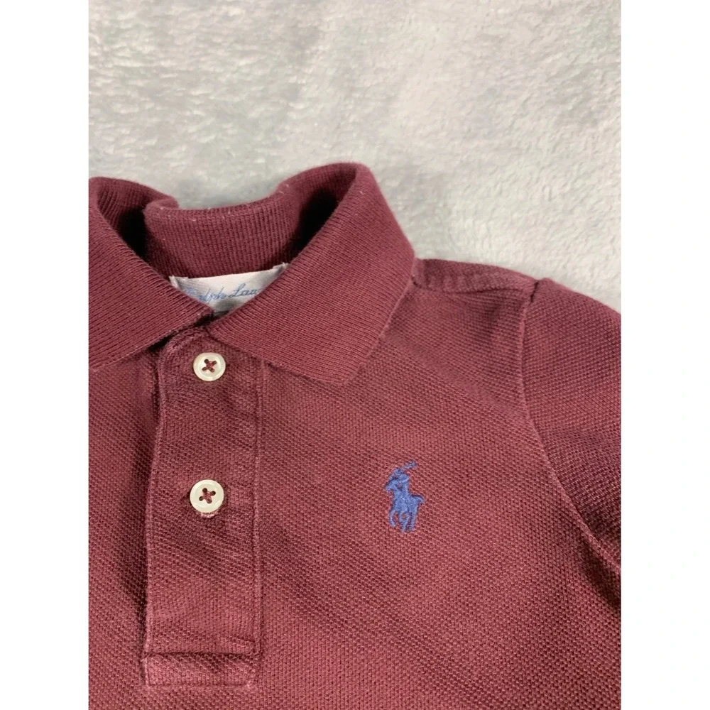 Ralph Lauren Baby Polo Shirt Size 8M Burgundy Pony Logo Short Sleeve